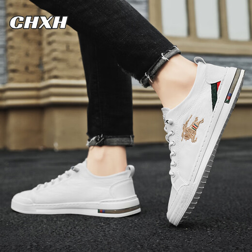 CHXH Brand Leichte Luxus -Luxus -gestickte weiße Schuhe Herrenschuhe Sommer atmungsaktiv