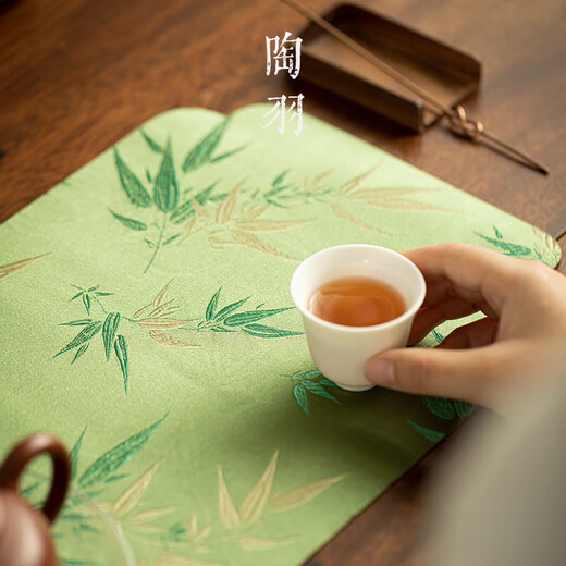 Taoyu tea towel, tea cup, tea mat, Chinese tablecloth, pot absorbent tea towel mat, pure cotton rag, tea set, light luxury cover cloth, tea cloth, dry soaked bamboo shadow tea mat - rectangular