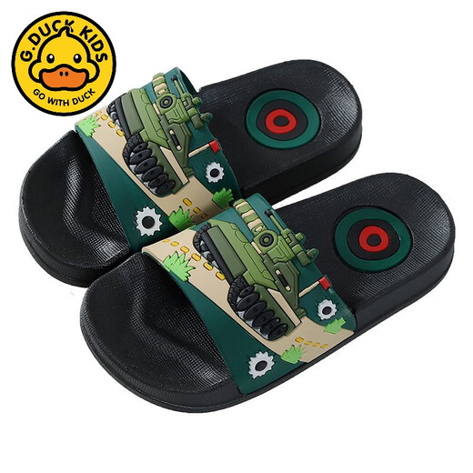G.duck Tank Children's Slippers Summer Boys Soft Bottom Anti-Slip Bath Cartoon Household Children's Slippers Green 30 31 (30 Codes)