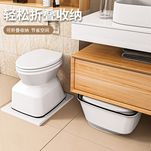 老人坐便椅家用孕产妇坐便器简易蹲便改坐厕便携式尿壶可移动马桶 新款仿真纯白加强防滑 厕所专用