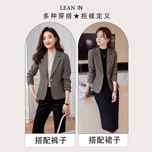 Chenfu small suit jacket for women, Korean version, fashionable, casual, short, small, temperament, slim suit, versatile work clothes top, single cotton gray suit, 3XL, recommended 130-140Jin Jin is equal to 0.5 kg