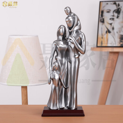 靠森一家四口摆件三口之家孕妇生日礼物送老婆老公新生纪念品结婚周年 15934银色+提供刻字+怀胎