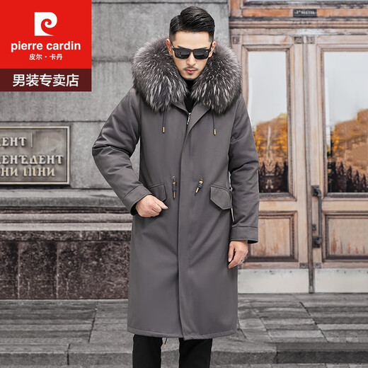 
Pierre cardin (pierre cardin) Parkae over men's winter repellent coat detachable coat fur integrated men's fur jacket medium length medium length black shell black repellent coat M 80-90Jin [Jin equals 0.5 kg]