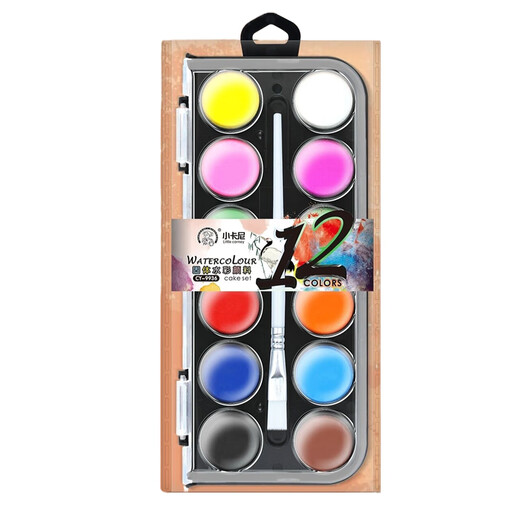 Little Carney ensemble de peinture aquarelle à pigments solides peinture à l'aquarelle art peinture à la gouache solide étudiants débutants 9929-12 couleurs (une boîte)