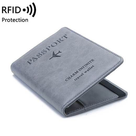 Shantou Lincun Passport Bag Protection Case RFID Anti-Diebstahl-Karten-Scanner-Reisedokument-Aufbewahrungs-Banken-Karten-Paket-ID-Kartenjacke [Upgrade Multifunktionsmodell] Passport Clip Grey am nächsten Tag/zugänglich