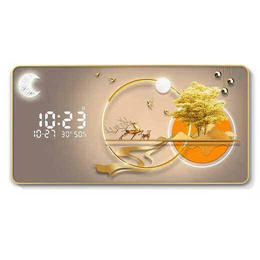 
Hanxuan 2025 new restaurant decoration painting electronic living room background wall radar sensing digital display wall clock dining room clock painting JD13533 digital display model 100*50 (suitable for restaurants about 1.5 meters) crystal picture pvc gold edge/plug