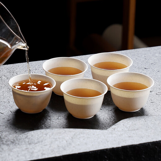 Ci small bowl disposable rice husk cup kung fu tea cup with storage cup holder 60ml high-end heat-resistant tea tasting tea reception cup rice fragrant cup 2 pack (100 pieces) with storage cup holder