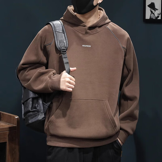 NJSKAKW冬季加绒加厚连帽卫衣男士百搭新款潮牌简约宽松大码秋冬套头上衣 1283灰色常规 10XL m(体重115-130斤)