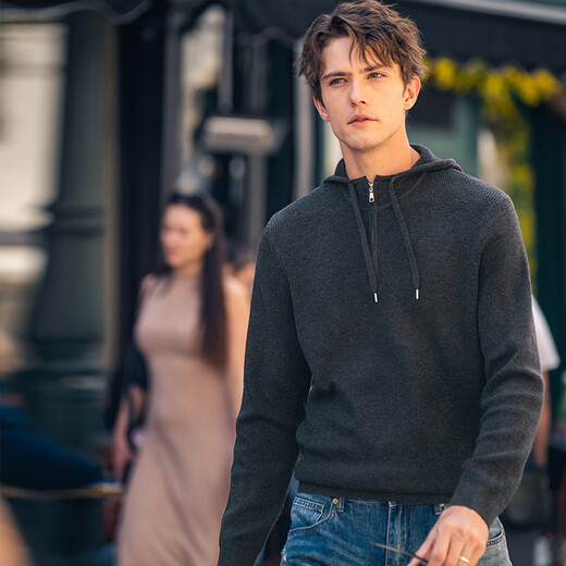 Mr. Bu Bu Silhouette Semi-Zipper Sweater para hombres en primavera y otoño. Séter de color sólido que reduce la edad KT15781 Galaxy Gray L (175)