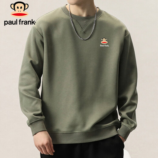 Paul Frank sweatshirt men's spring and autumn American fashion jacket men's loose long-sleeved T-shirt men's top Army Green XL