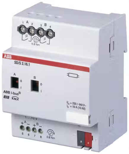SD/S 2.16.1 Fluorescent lamp dimmer 2-channel 1-10V intelligent dimming system KNX protocol ABB I-BUS