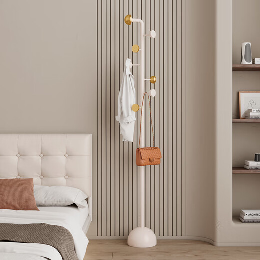 Yongqian simple modern clothes hanger floor-standing bedroom small clothes hanger Italian home coat rack entrance door clothes hanger cream style coat rack - milk white (semi-round bottom)