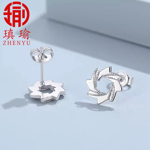Aiyu's new PT950 platinum windmill circle earrings, simple and versatile women's earrings for girlfriend and wife