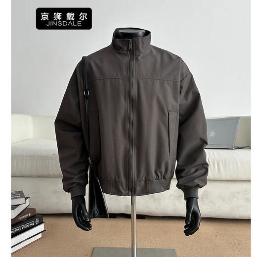 Jingshi Dell American Coach Jacke Herren Frühlings- und Herbst-Stand-up-Halsband Baseball Uniform Schöne Kurzjacke Schwarz H1049 L