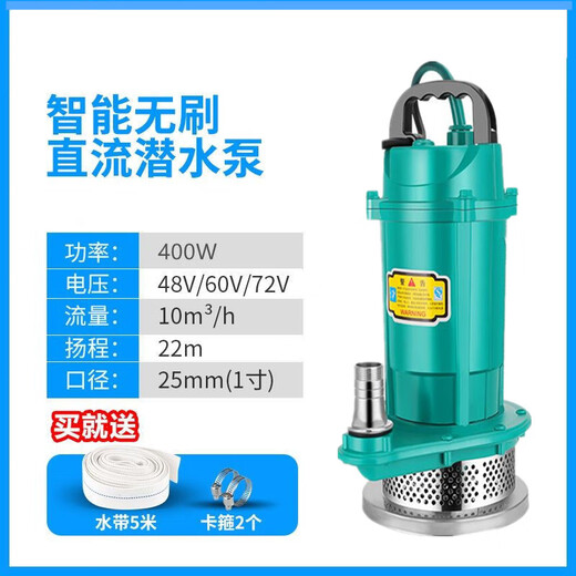 Pupan Pompe submersible DC à débit élevé Pupan 48V60V72V Légumes d'arrosage 3 pouces 4 pouces petits 1 pouces 4872V universel 400W7 mètres