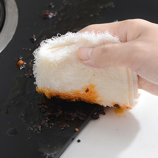 Yunlei bamboo fiber dishwashing rags, household oil-absorbing and water-absorbing kitchen housework cleaning scouring pads, not easy to shed lint rags, white small size 6 pieces 16*18cm)