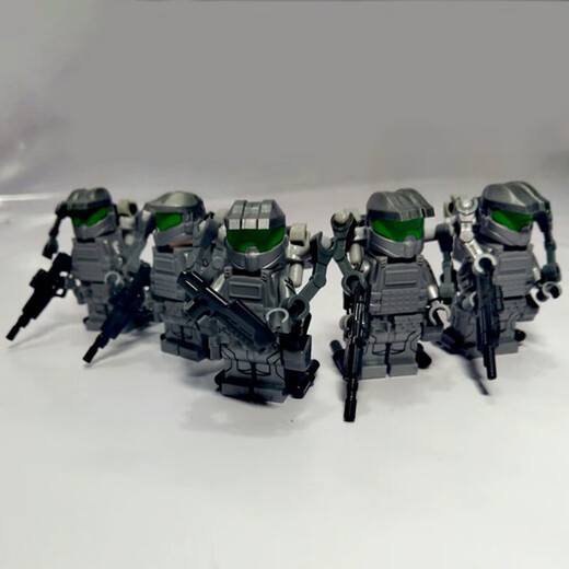 Juguetes de Call of Duty reunidos con LEGO Halo Master Warrior Builds Blocks Tiles Mech Exoesqueleton Armor Mech Policía Especial Policía de tres personas Escuadrón 702