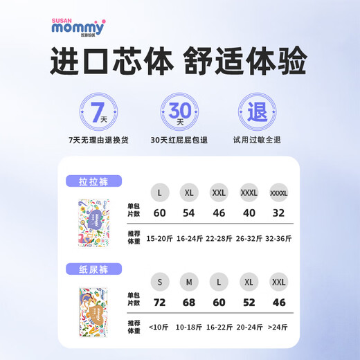 Susan Mommy Jungle Pulling Pants Trial Baby Ultra Thin Toddler Pants Newborn Diaper Breathable Dry Skin-Friendly Pulling Pants Pulling Pants Independent Packaging 3 Pieces 3XL Size
