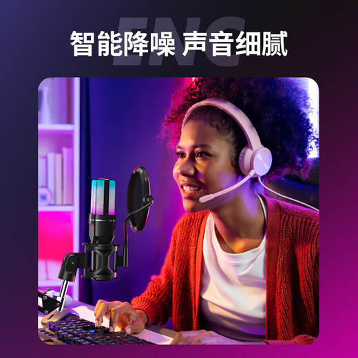 Newmine ZM08 wireless microphone computer mobile phone live broadcast desktop microphone built-in sound card live recording dubbing game video conferencing cantilever bracket