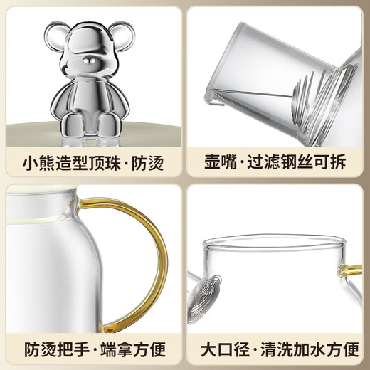 Good tool mini multi-functional health pot small office mini home 2024 new tea boiler teapot stew pot kettle heat-resistant all-glass floral teapot for one person Smart model 1.05L Smart model 1.0L