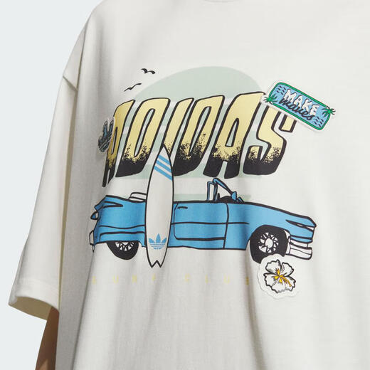 
Adidas Clover Short Sleeve T-shirt Women's Summer Sportswear Printed Round Neck Half Sleeve Shirt Loose Casual Top IW6296 White S
