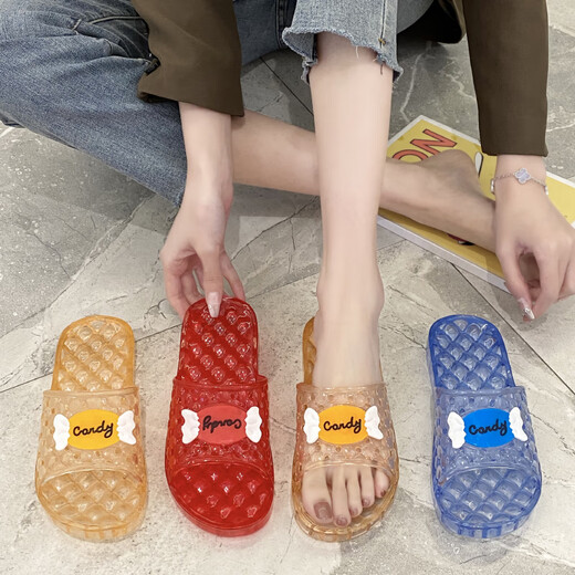 Dong Yixuan Summer Summer pour les femmes Home intérieur salle de bain Plastique Plastique non glissée à l'extérieur Crystal transparent Sandales de grande taille Sole pour femmes Bleu Sky Blue 38 Convient pour 37 pieds