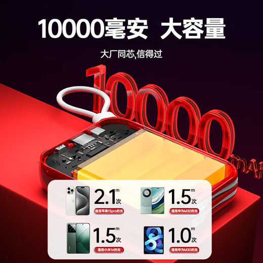 小叮讯移动随身wifi 5ghz无限流量2025款充电wifi二合一无线网随身wifi免插卡便捷式三网通 【22.5W双线快充】1W毫安|中兴微芯片-中国红 网速可达150M  不限速不虚标  支持32人共享