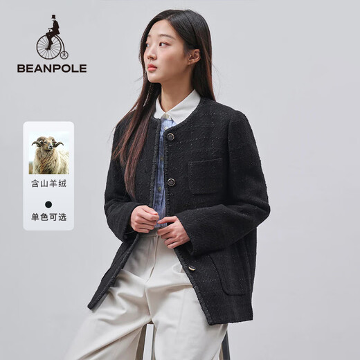 Beanpole New Year's gift including cashmere women's small fragrant tweed fashionable urban intellectual style single suit jacket black S 160/84A