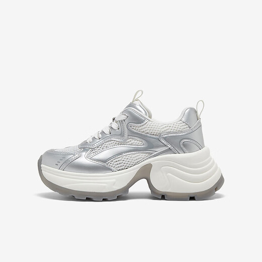Beste 24 Sommermodentrend -Dad -Schuhe Dicke Sohle Frauen lässige Schuhe A6193BM4 Silber/Silbergrau 39