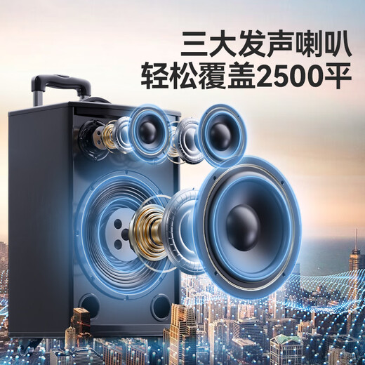 Xinke square dance audio high-power heavy bass mobile home outdoor karaoke Bluetooth trolley portable speaker amplifier with wireless microphone 20-inch combination three-way + wooden box + 12-inch bass