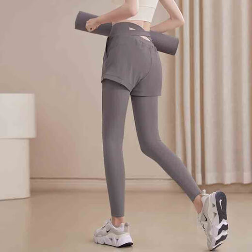 Lululomddw2024 neuer Stil Wearable Fitnesshose für Herbst- und Winterurlaub zweiteilige Sport-Yogamosen für Frauen, die Fitness-Trainingskleidung grau leiten