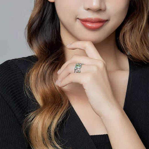 Yingxin Zhang Yuan 925 silver gemstone tsavorite ring women's bamboo-shaped ring-like bamboo braided ring 11-120 carats