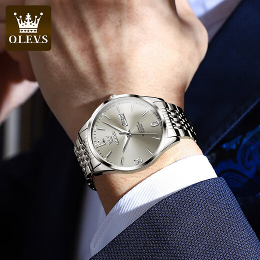 Olevs Swiss Certified Brand Watch Herren Mechanical Watch Vollautomatisch leuchtend wasserdichte Herrenuhr High-End Business Watch Herren Olevs-9928-Steel Strip Grey