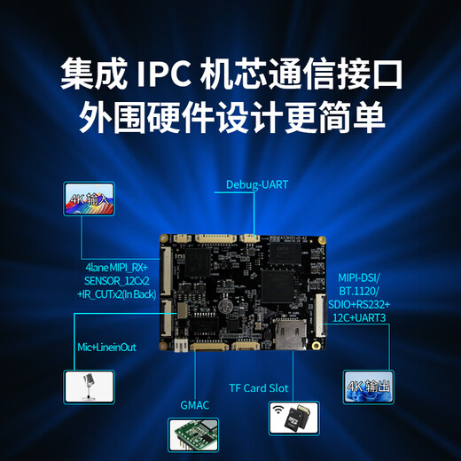 EMA/英码Hi3519DV500海思新一代AI SoC IPC方案2.5T 4K图像一体板
