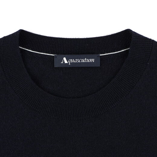 AQUASCUTUM/雅格狮丹秋冬新品男士保暖绵羊毛圆领针织衫Q4867EI071 深蓝色39 S