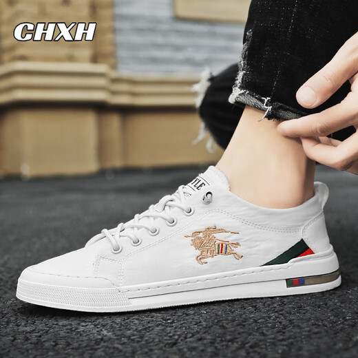 CHXH Brand Leichte Luxus -Luxus -gestickte weiße Schuhe Herrenschuhe Sommer atmungsaktiv