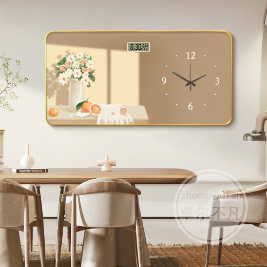Meiyouchun Modern y simple pintura decorativa Reloj de pared 2025 Nuevo calendario perpetuo Reloj Electrónico Nordic Flower Reloj Pared JD121.09 Calendario perpetuo + Reloj 80*40 cm Imagen de cristal PVC Edge Edge