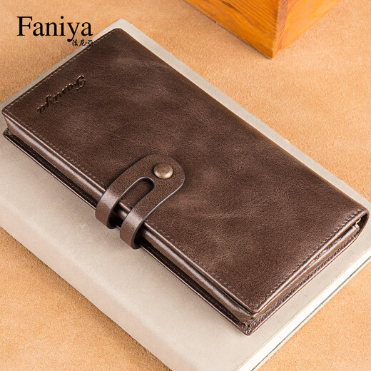 
Fania Wallet Men's Long Leather Head Layer Cowhide 2025 New Multifunctional Card Pack Certificate Pack Large Capacity Wallet Pack Coffee Color