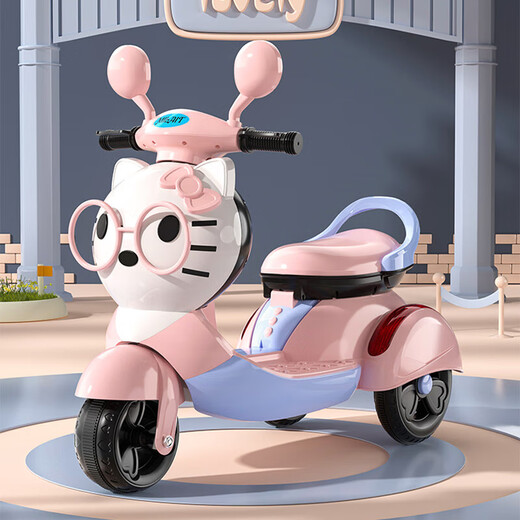 Miletong children's motorcycle 1-3-6 years old can sit on the electric toy remote control for male and female children one year old birthday gift high-end pink + 6V7A + dual drive + microphone + remote control