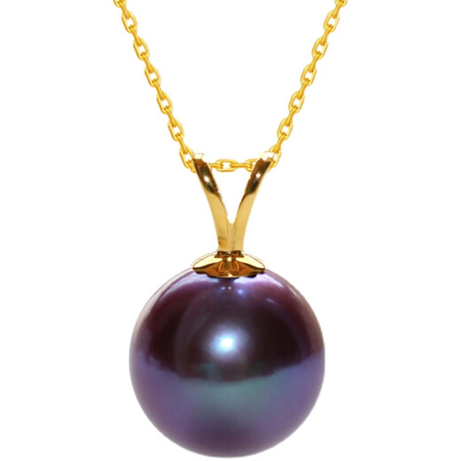 QSZB high-end quality purple natural Edison pearl pendant necklace 18K gold single perfect round popular model this year 18K gold single pendant without chain 8-9mm