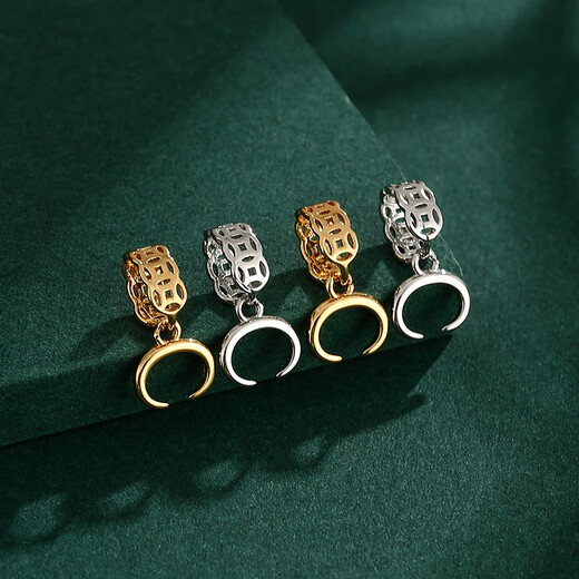 Puli DIY pendant buckle accessories 18K gold button cow nose buckle horizontal buckle inlaid with jade beads Passepartout pendant buckle gold