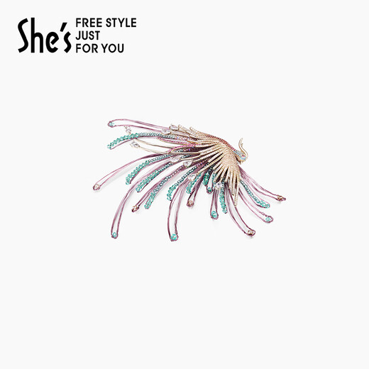 She s Qianzi artistic conception oriental style dazzling phoenix brooch high-end exquisite fashion corsage brooch birthday gift for women pink cyan E0