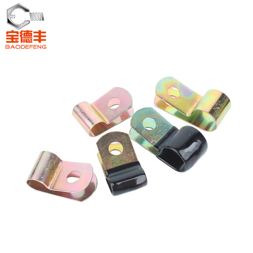 Baodefeng iron galvanized single tube clamp Q686F4 dip plastic R-type spring oil pipe clamp line card fixing wire metal clip iron color zinc-D18 (10 pieces)