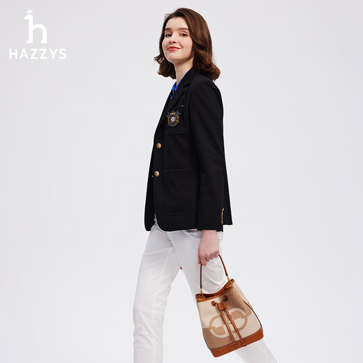 哈吉斯（HAZZYS）女包 春秋款女士复古风气质拎挎水桶包ALKS2IBA831 浅棕色LB 小包