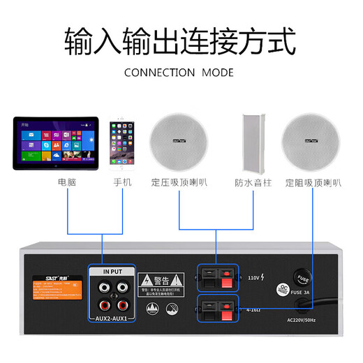 先科（SAST）SA-9002 吸顶音响套装定压功放机公共广播系统吊顶家用客厅会议背景喇叭组合音箱 一拖二