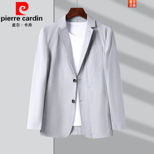 Pierre Cardin casual suit men's slim thin small suit jacket youth versatile simple spring and autumn 2025 new single suit top dark gray L 175 suitable for 135-150 Jin Jin equals 0.5 kg