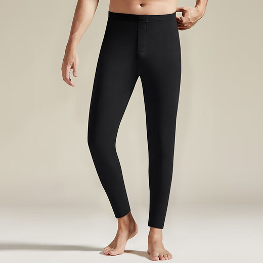 Seamless bottoming Men's thermal pants Seamless autumn and winter autumn trousers Double-sided brushed slimming bottoming fleece pants Black 2XL Recommended weight 125-140Jin Jin equals 0.5 kg