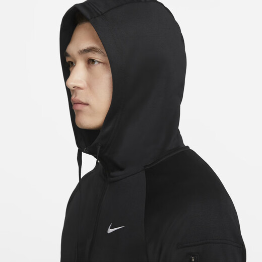 Nike (NIKE) men's winter hooded jacket with velvet to keep warm, casual sports DQ4831-010 black L