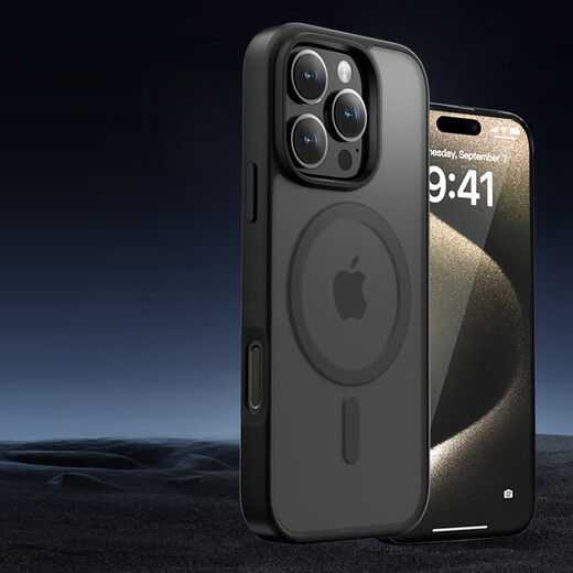 京东京造【肤感磁吸】适用iPhone16ProMax手机壳磁吸苹果16ProMax保护套透明磁吸防摔MagSafe充电磨砂黑