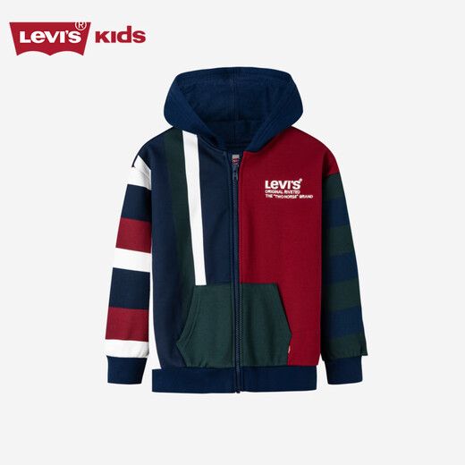 Levi's Children's Clothing [Same Model in Shopping Mall] Autumn and Winter Children's Fleece Jacket Boys Retro Contrast Knitted Jacket Dark Indigo 150/72(M)